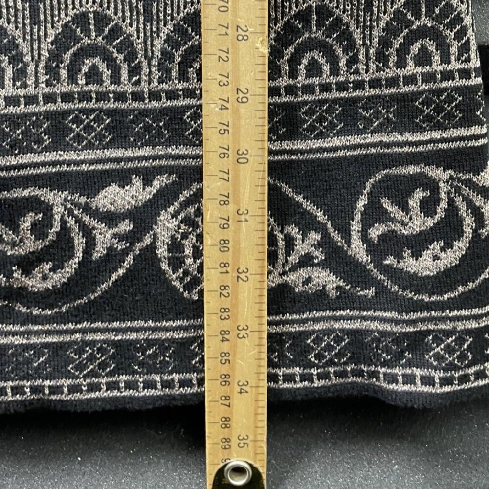 Chico's Size 2P Cardigan Open Sweater Long Beige Black Floral Shiny Woman - Picture 9 of 16